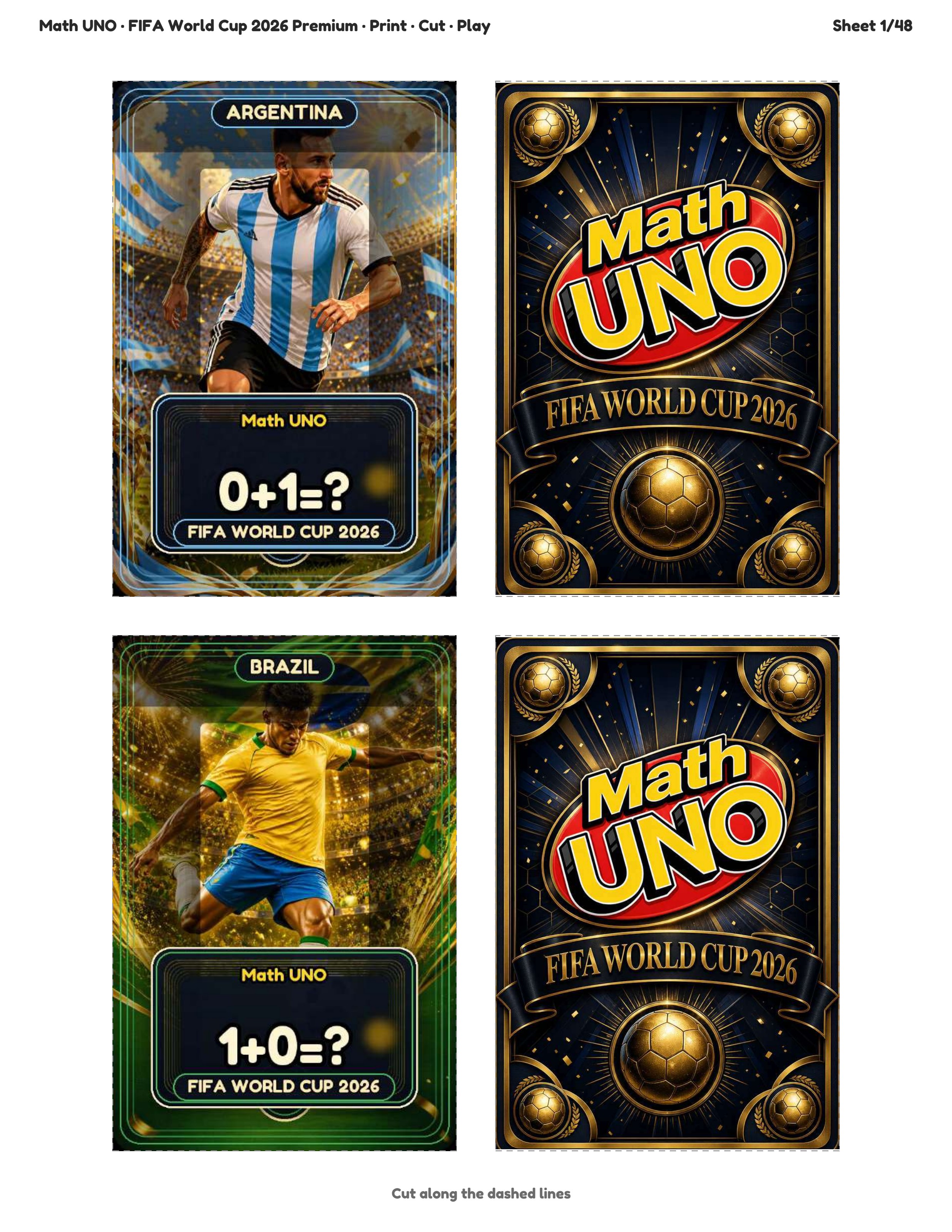 Mathe UNO — FIFA World Cup 2026 sample cards